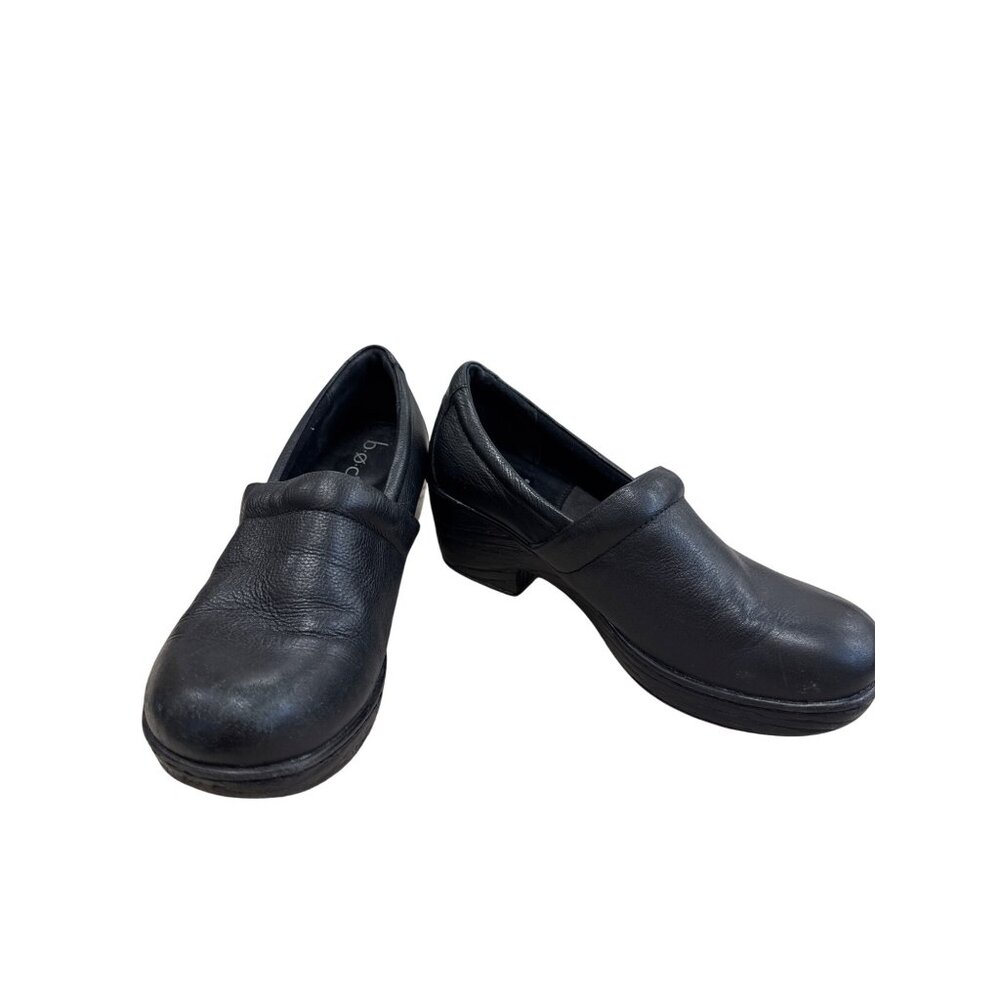 B.OC Womens Black Leather Clogs Mules 7M SKU 7484